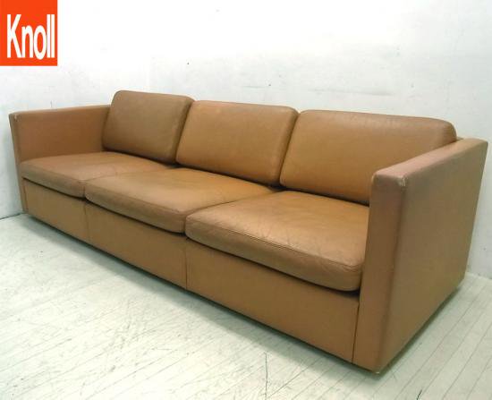 ●　knoll ノール チャールズフィスター 本革製 3人掛けソファ