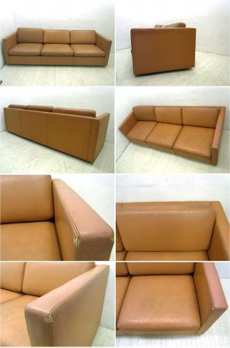 ●　knoll ノール チャールズフィスター 本革製 3人掛けソファ