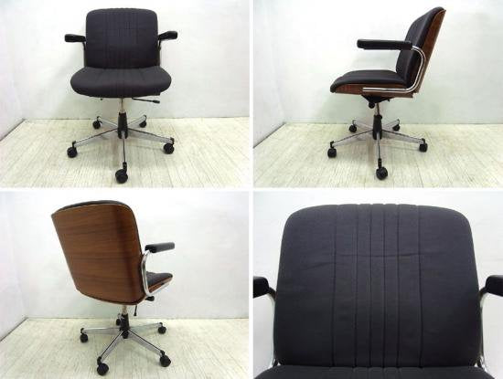 スイス giroflex （ ジロフレックス社 ）◇ 名作ミドルバックアームチェア ◇ 『 giroflex 83 BRASA 』 コットンキャンバス地（チャコールグレー）仕様