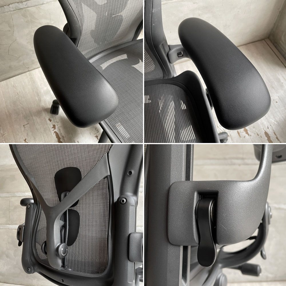 ハーマンミラー Herman Miller アーロンチェア リマスタード フル装備 Bサイズ デスクチェア オフィスチェア グラファイトベース ポスチャーフィットSL ♪