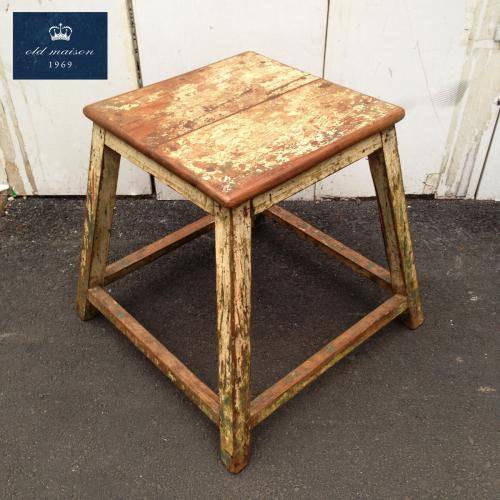 ★"old maison" Vintage Paint Trapezoid Table , Step Stool "オールドメゾン"  ヴィンテージ ペイントテーブル（台形）＆踏み台