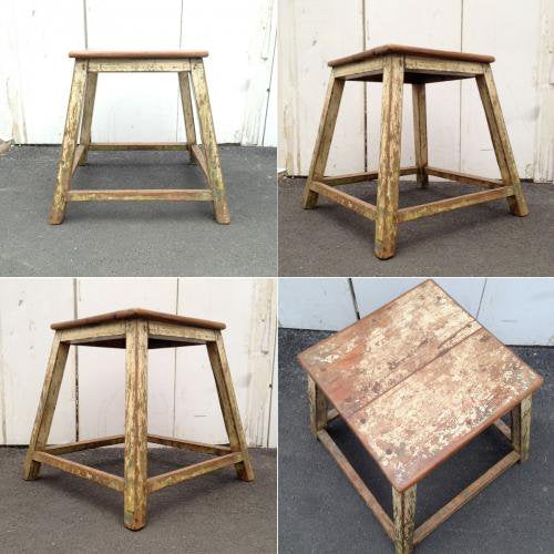 ★"old maison" Vintage Paint Trapezoid Table , Step Stool "オールドメゾン"  ヴィンテージ ペイントテーブル（台形）＆踏み台