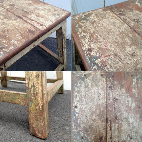 ★"old maison" Vintage Paint Trapezoid Table , Step Stool "オールドメゾン"  ヴィンテージ ペイントテーブル（台形）＆踏み台