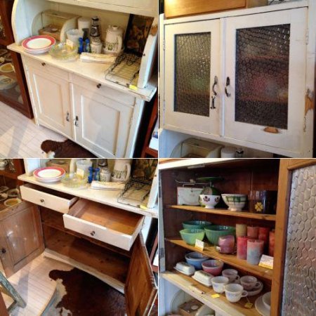5～60's Vintage Shabby White Paint Cup Board&Cabinet ★ ヴィンテージシャビーホワイトペイントカップボード&キャビネット