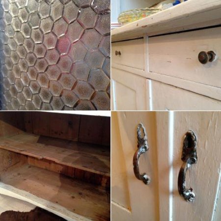 5～60's Vintage Shabby White Paint Cup Board&Cabinet ★ ヴィンテージシャビーホワイトペイントカップボード&キャビネット