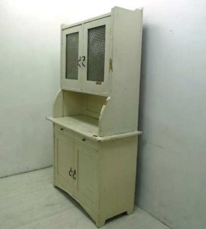 5～60's Vintage Shabby White Paint Cup Board&Cabinet ★ ヴィンテージシャビーホワイトペイントカップボード&キャビネット