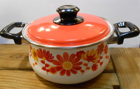 ◎Sanko Ware(サンコーウェア)/　ホーロー両手鍋　　デッドストック品