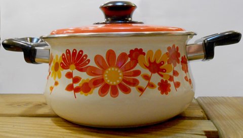 ◎Sanko Ware(サンコーウェア)/　ホーロー両手鍋　　デッドストック品