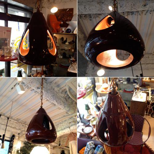 ★60'S USA　Vintage Ceramic Shade Hanging & Pendant Lamp ／ 60年代 USA　ヴィンテージ セラミックシェード ハンギング＆ペンダントランプ