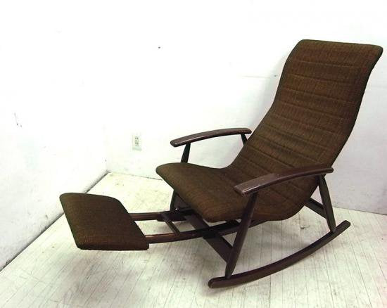 ●　 松田家具　ビンテージ ロッキングチェア 北欧スタイル オットマン付