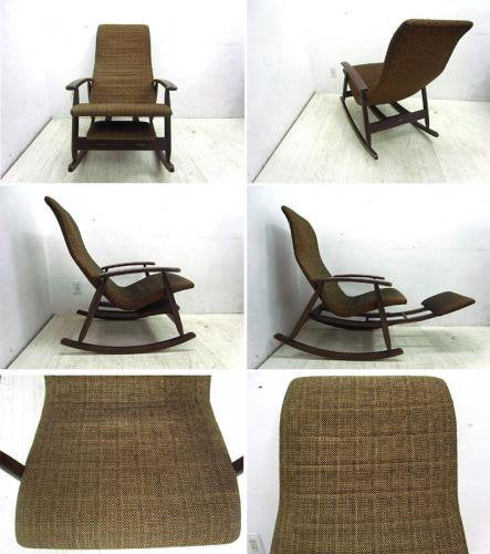 ●　 松田家具　ビンテージ ロッキングチェア 北欧スタイル オットマン付