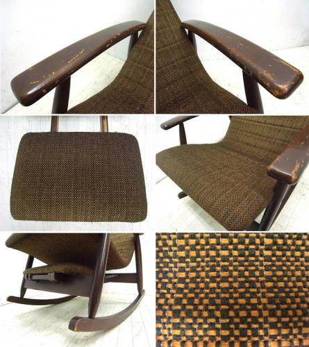 ●　 松田家具　ビンテージ ロッキングチェア 北欧スタイル オットマン付