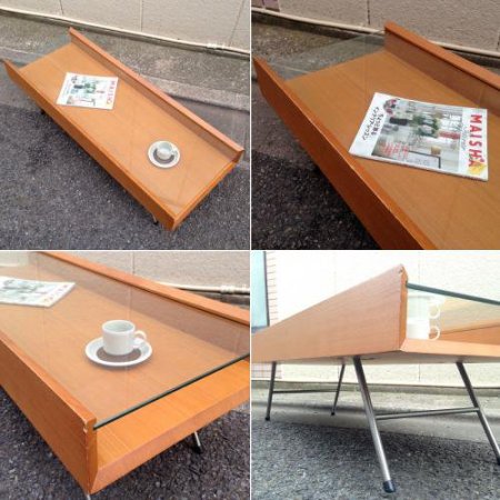 ◎"case study shop" Original Glass × Wood Frame Center Table ／ ケーススタディーショップ オリジナル ガラス×ウッド センターテーブル