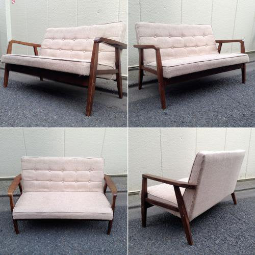 ◎北欧&ミッドセンチュリースタイル ウッドフレーム2Pファブリックソファ ／ Simple Modern Design 2P Fabric Sofa