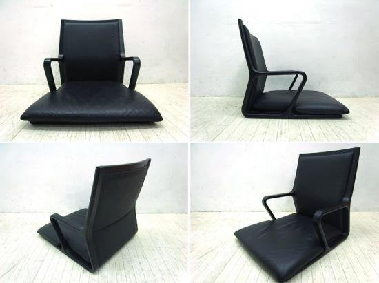 ◇TENDO 天童木工 本革製 クッションシート アーム付き 高級座椅子