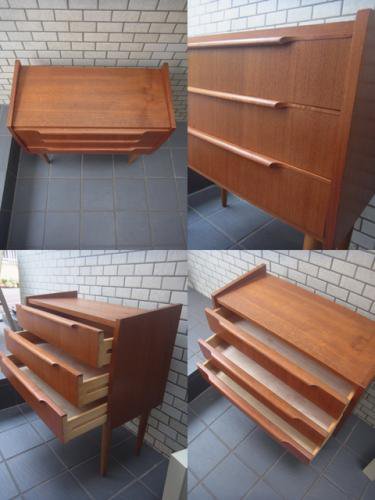 ■60'S Scandinavia Vintage 3drawer チーク材 チェスト 北欧