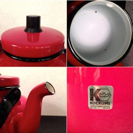 ◎Sweden "Kockums"  Vintage Enamel Kettle ／ スウェーデン "コクムス" ホーロー ケトル (Red)