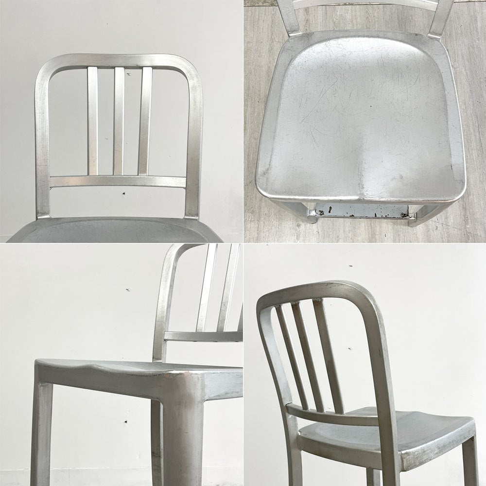 ネイビーバースツール Navy BarStool カウンターチェア リプロダクト アルミニウム インダストリアル デザイン H100cm A ●