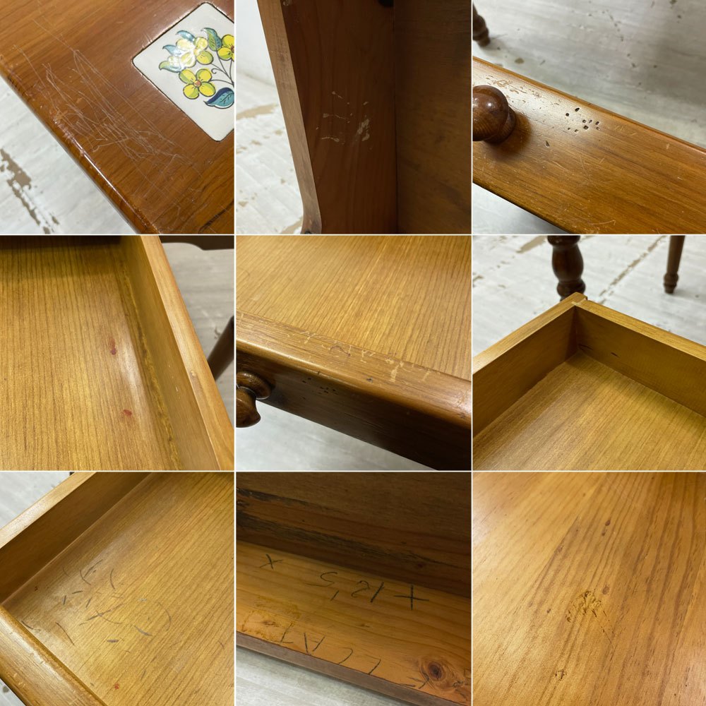 カントリースタイル パイン材 ダイニングテーブル バレンシアタイル バレンシア家具 W120cm スペイン 現状品 ●