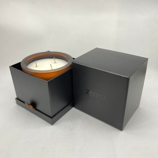 ゼニア Zegna カシミア Cashmere 3灯心キャンドル フレグランスキャンドル ブラウン 600g イタリア 未使用品 ●
