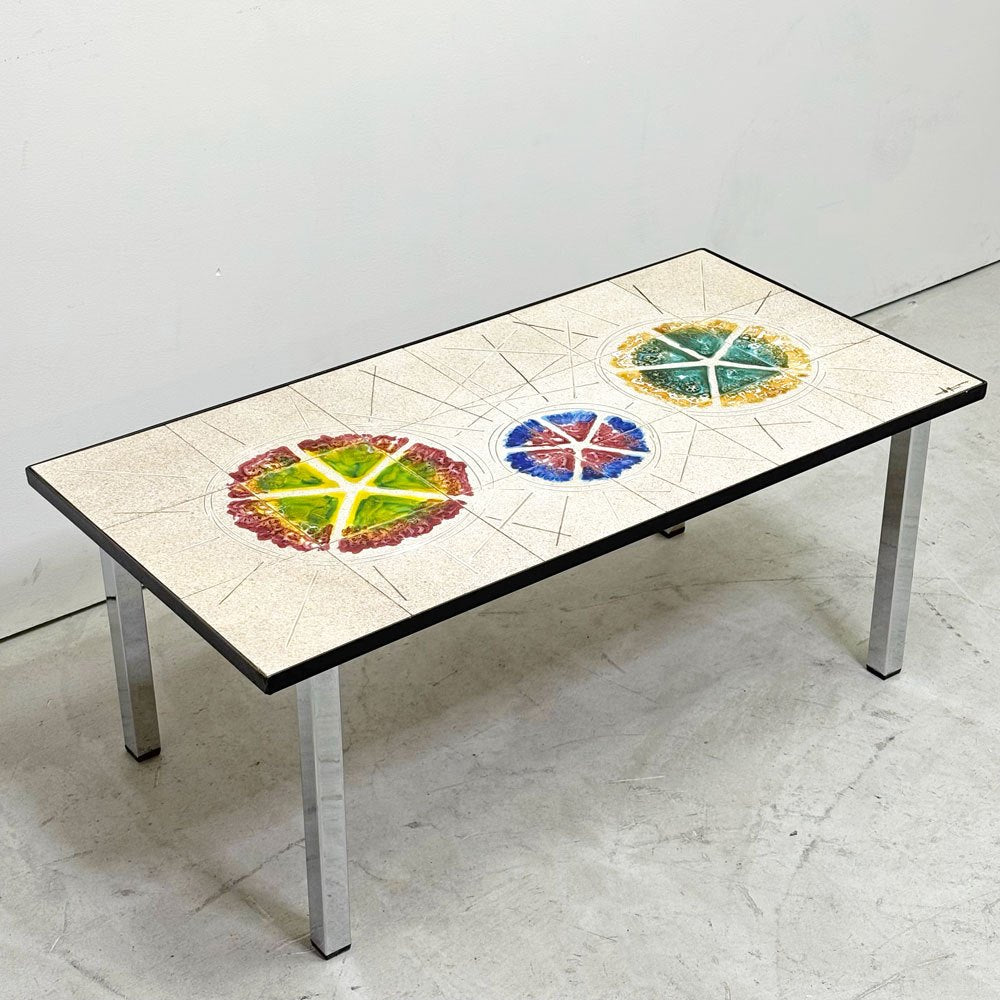 ベルギー ビンテージ Belgium Vintage セラミック タイルトップ コーヒーテーブル Tile Top Coffee Table 60's-70's リビングテーブル センターテーブル ミッドセンチュリー ●