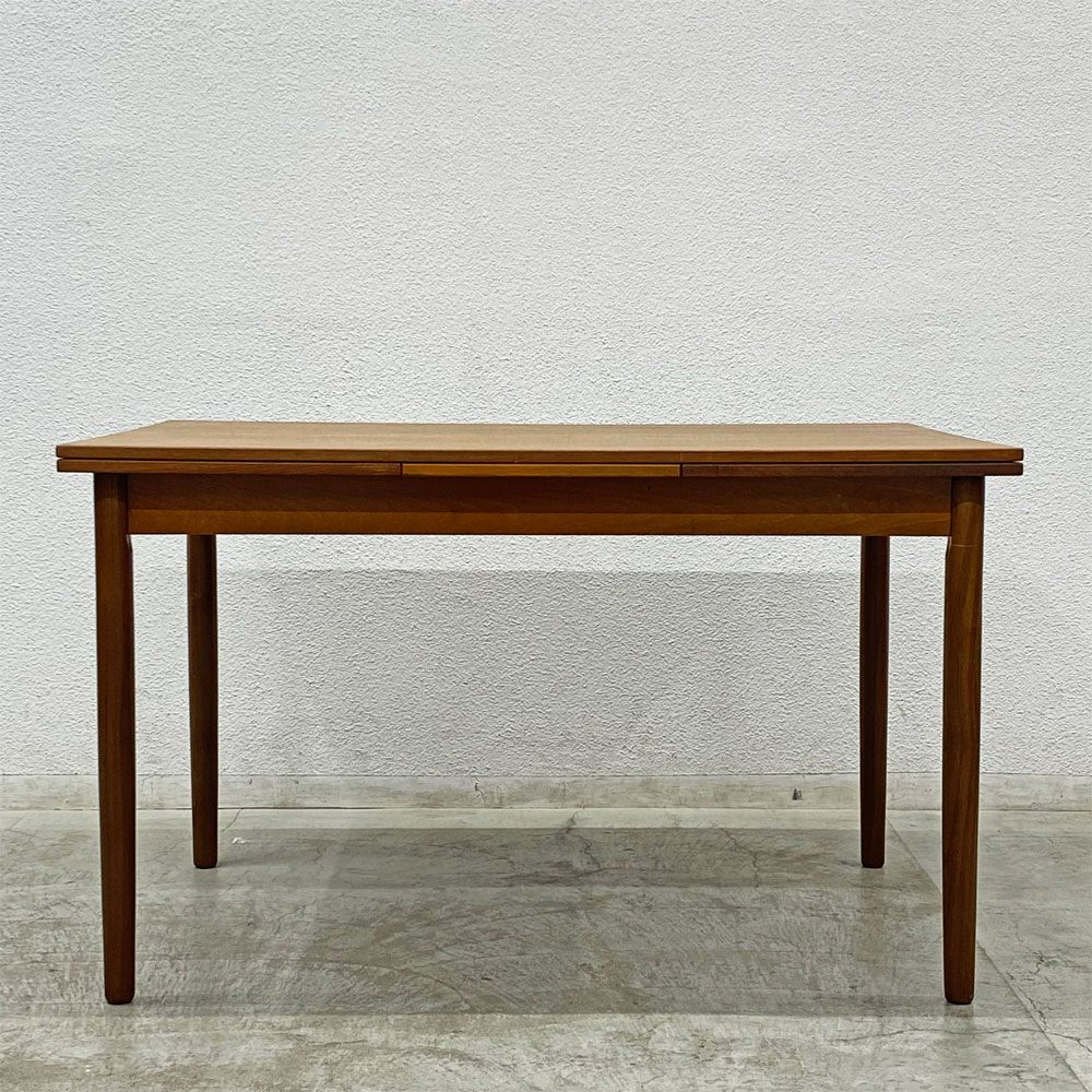北欧ビンテージ チーク材 ドローリーフ ダイニングテーブル エクステンション 伸長式 W123～209cm デンマーク Danish Vintage ◎