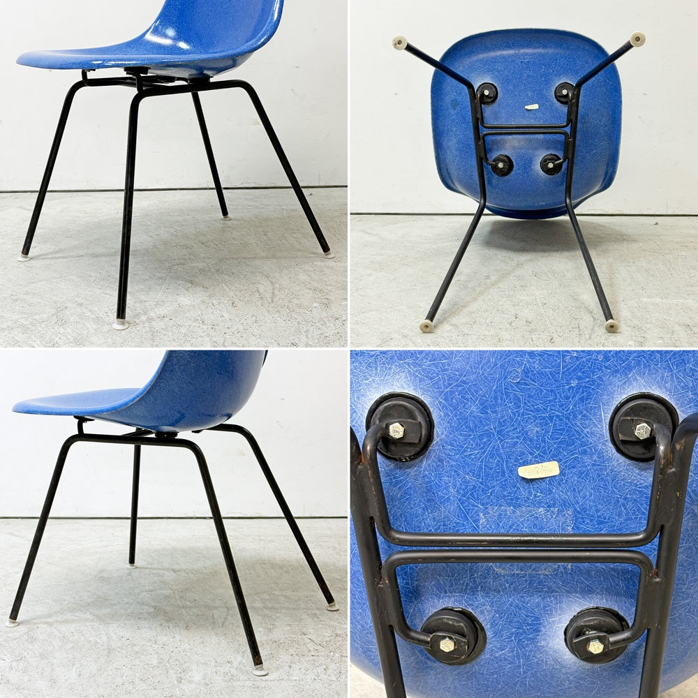ハーマンミラー Herman Miller サイドシェルチェア セカンド 2nd FRP ウルトラマリンブルー Hベース イームズ ビンテージ ●