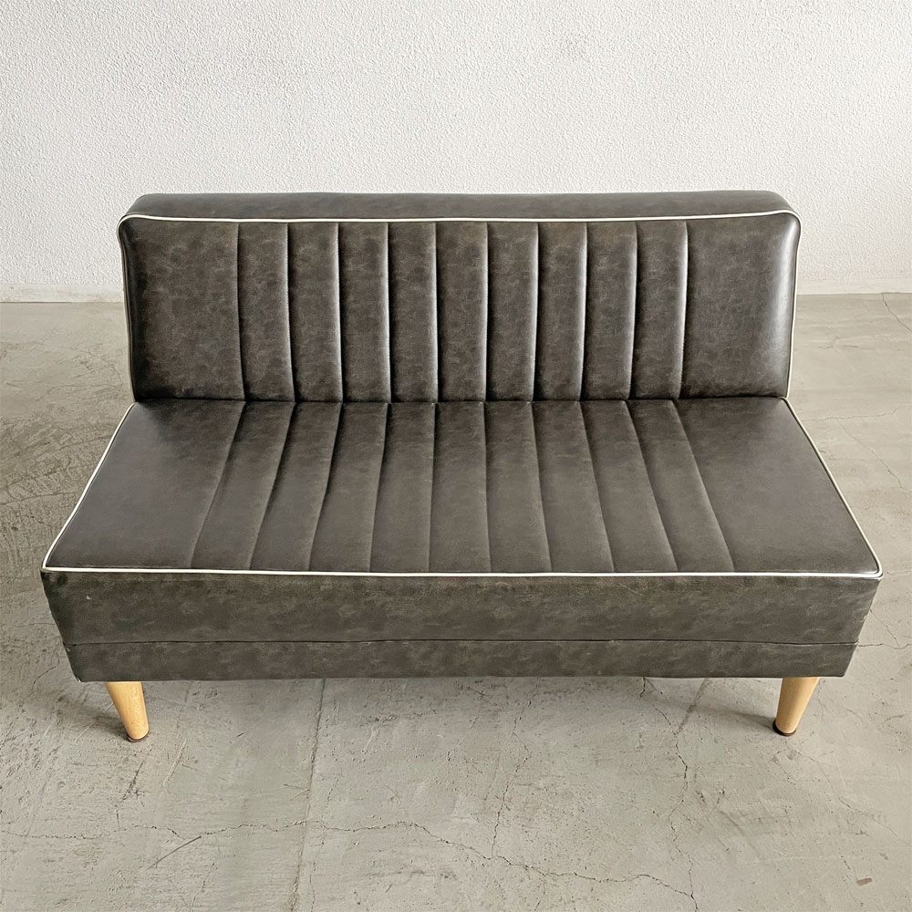 吉桂 Yoshikei ルソー RUSO LDソファ ベンチ PVCレザー ラバーウッド材 W123cm ビンテージスタイル 定価￥67,100- 〓