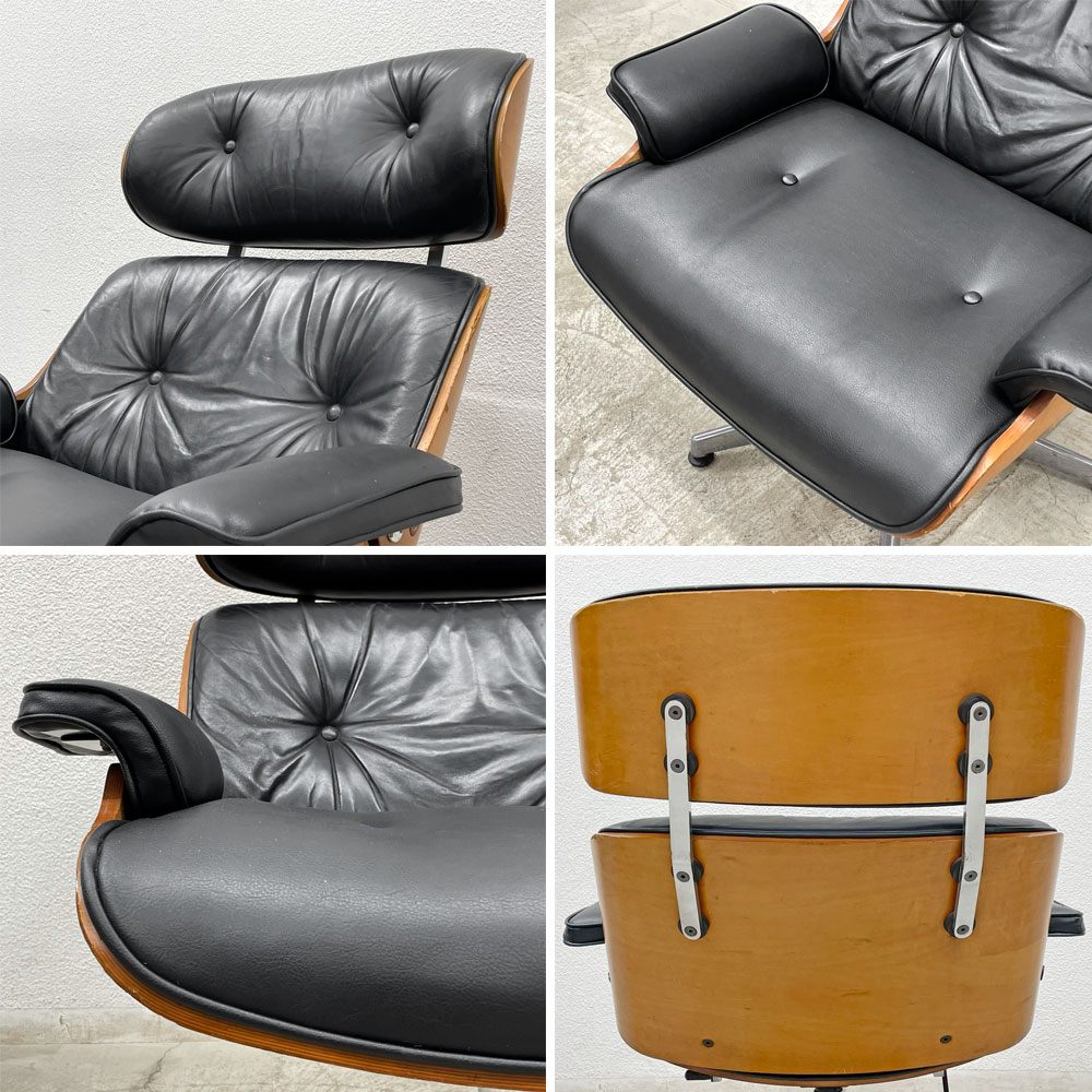 イームズ ラウンジチェア & オットマン付き チャールズ＆レイ・イームズ C&R Eames リプロダクト 現状品 〓