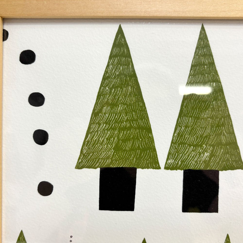 イデー IDEE a tree-lined road 秋山花 アートポスター リトグラフ W28×H38.5cm 額装品 11/200 パリ版画工房idem製作 ●