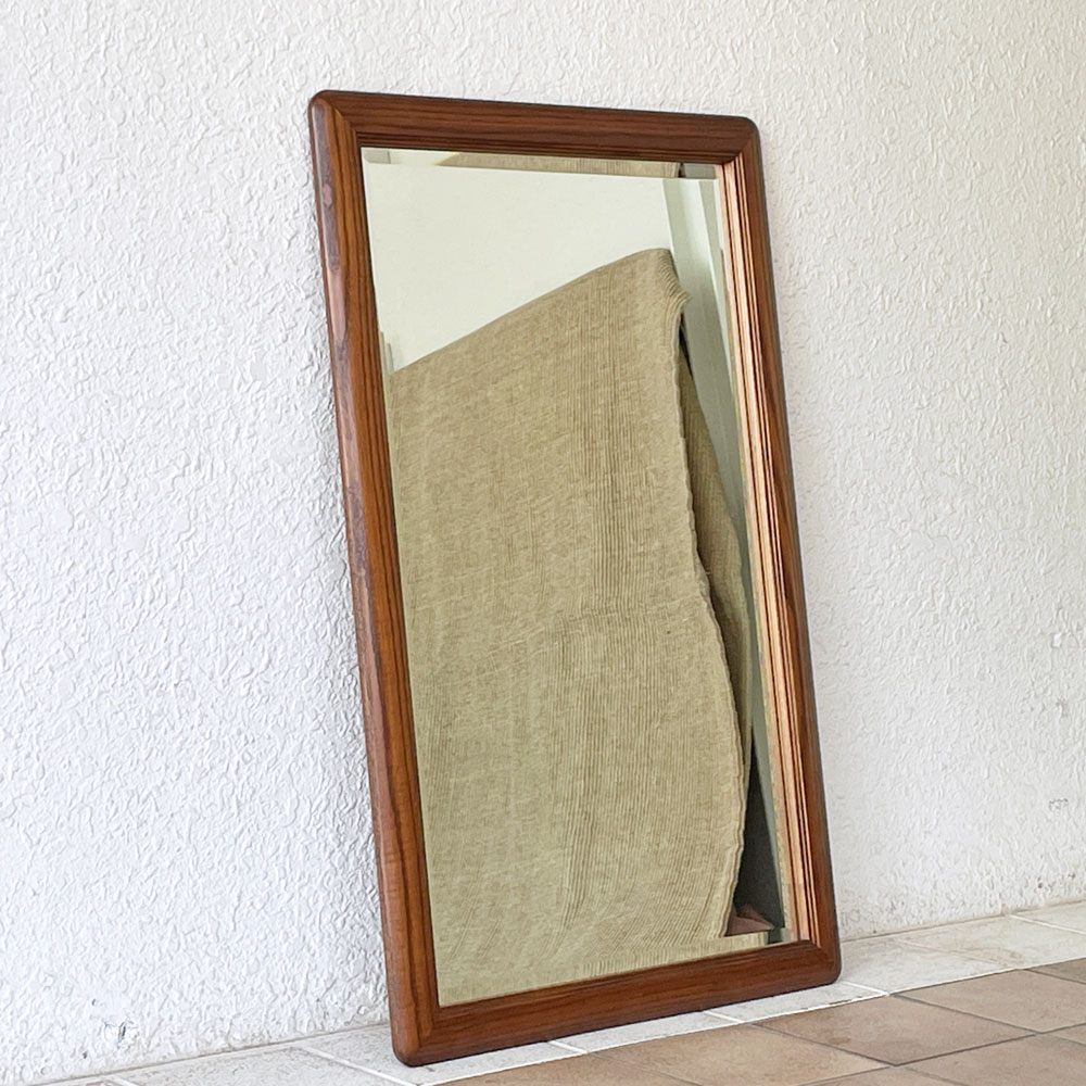 ビンテージ Vintage オーク材 ウォールミラー 壁掛け鏡 90×58cm ◇