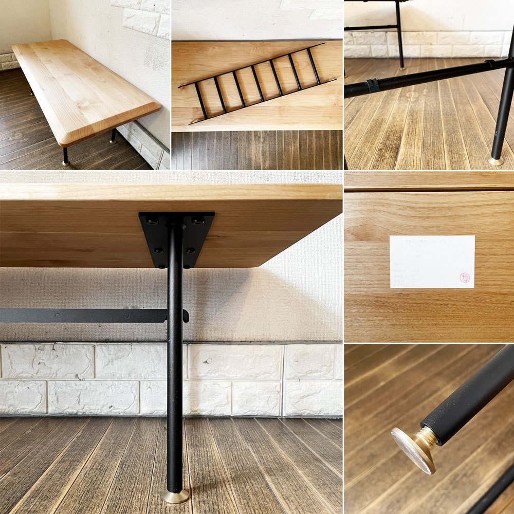 モモナチュラル MOMO Natural ヴィボ VIBO LOW TABLE EDGE TOP ローテーブル W102cm アルダー材 × スチール脚 BS LEG 40 オーダー仕様 ◎