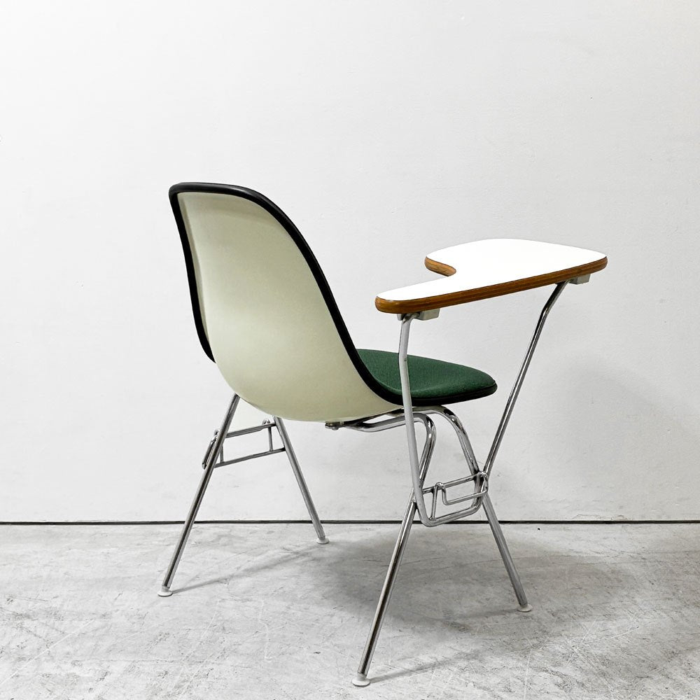 ハーマンミラー Herman Miller サイドシェルチェア セカンド 2nd ビンテージ アプホルスター スクールベース スタッキングベース 肘掛けテーブル付 イームズ ミッドセンチュリー E ●