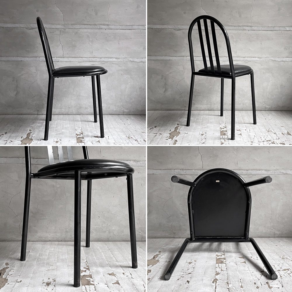 フランスビンテージ French Vintage ステヴァンチェア Stevens Chair モデルC Model C ブラック レザー クッションシート ロベール・マレ＝ステヴァンス 刻印有 B ♪