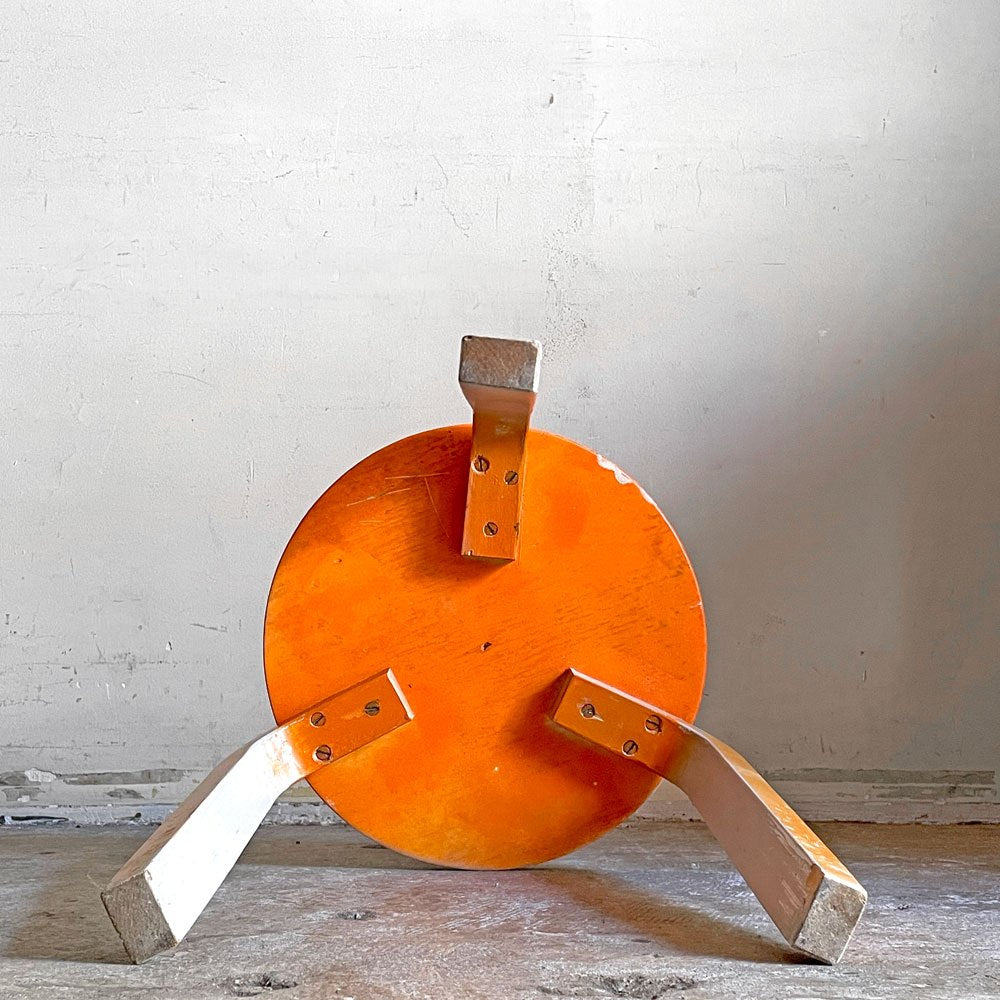 アルテック artek スツール60 stool60 3本脚 ペインテッド オレンジ/グレー 60’ｓ ビンテージ アルヴァ・アアルト 希少 ■