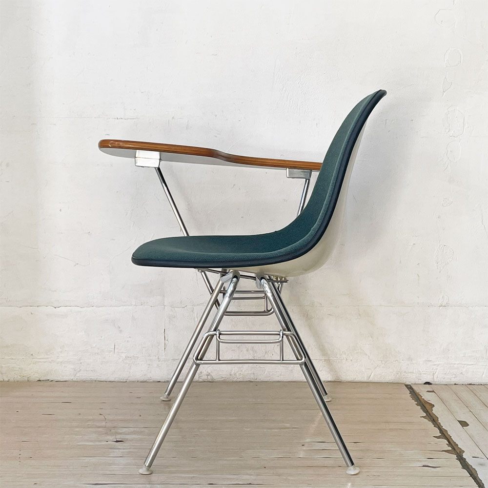 ハーマンミラー Herman Miller サイドシェルチェア セカンド 2nd ビンテージ アプホルスター スクールベース スタッキングベース 肘掛けテーブル付 イームズ ミッドセンチュリー B ★