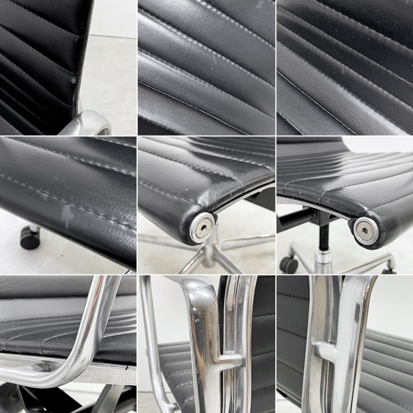 ハーマンミラー Herman Miller アルミナムグループ エグゼクティブチェア ハイバック レザーシート 本革 ブラック 5本脚 C&Rイームズ ミッドセンチュリー ●
