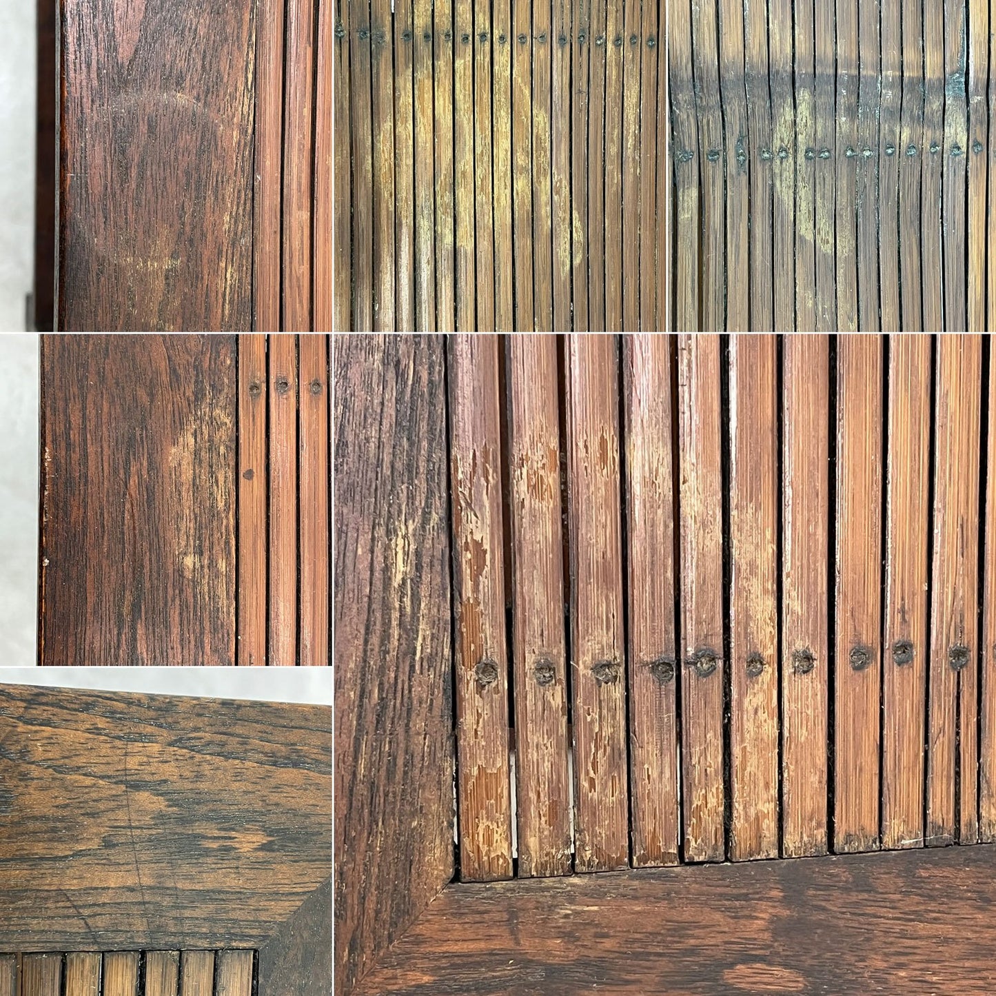 アジアン家具 サイドテーブル チーク古材 バンブー ナイトテーブル 花台 2段 ビンテージ リゾートテイスト ●