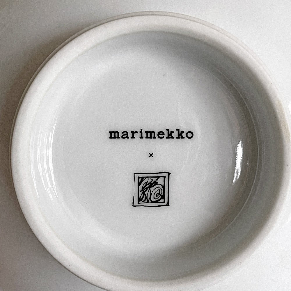 マリメッコ marimekko x 有田焼 福泉窯 「We love Japan」 お茶碗 キヴェット柄 漆黒 伝統工芸 北欧食器 A ■