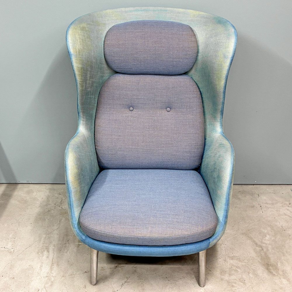 フリッツハンセン Fritz Hansen ロオチェア RO JH1 ラウンジチェア ハイバック Faded Denim Blue ファブリック アルミベース ハイメ・アジョン 北欧モダン ◎