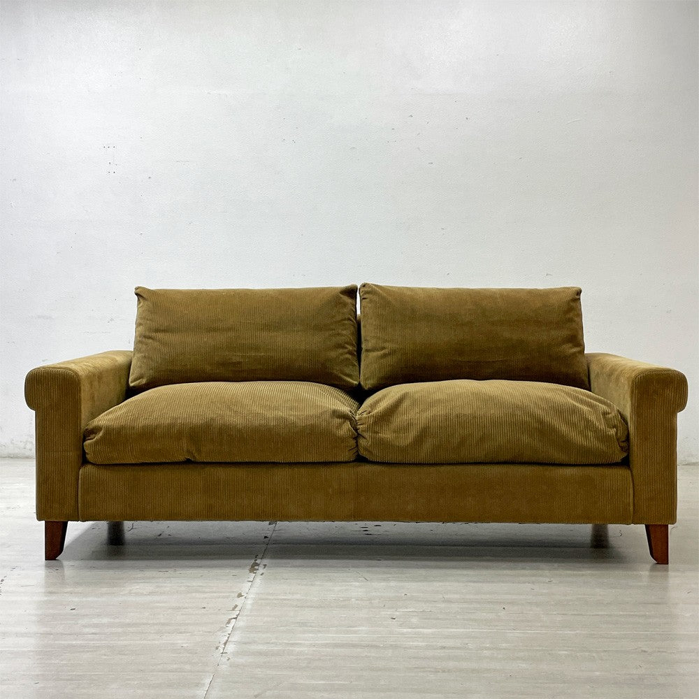 トラックファニチャー TRUCK FURNITURE FKソファ SOFA 3シーター コーデュロイ ウォールナット無垢材 フェザークッション 張地F-21 グリーン ●