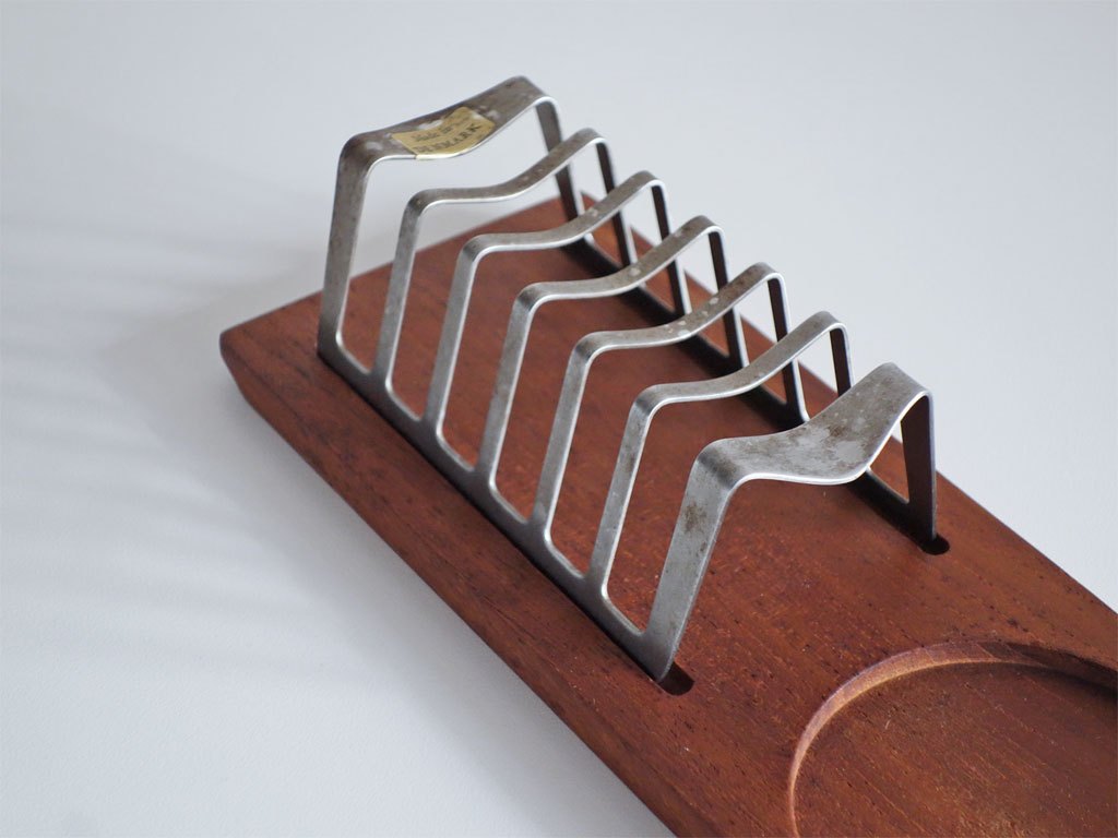 デンマークビンテージ Danish Vintage トーストラック Toast Rack チーク材 ステンレス 北欧雑貨 ■