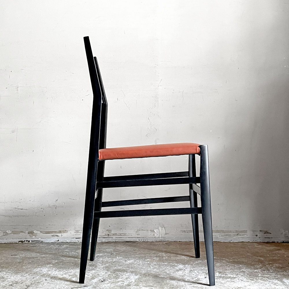 カッシーナ Cassina 699 スーパーレジェーラ SUPERLEGGERA チェア ダイニングチェア ブラックカラー アッシュ材 レザーシート ジオ・ポンティ ■