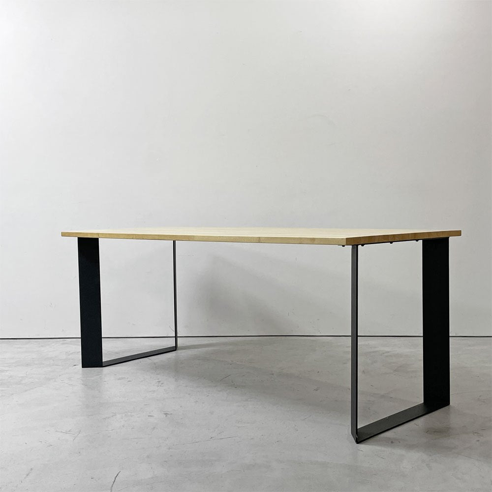 かなでもの KANADEMONO ザ・テーブル THE TABLE デスク ラバーウッド材 Slash_Square脚 ブラックスチール脚 W170 x D80cm ●