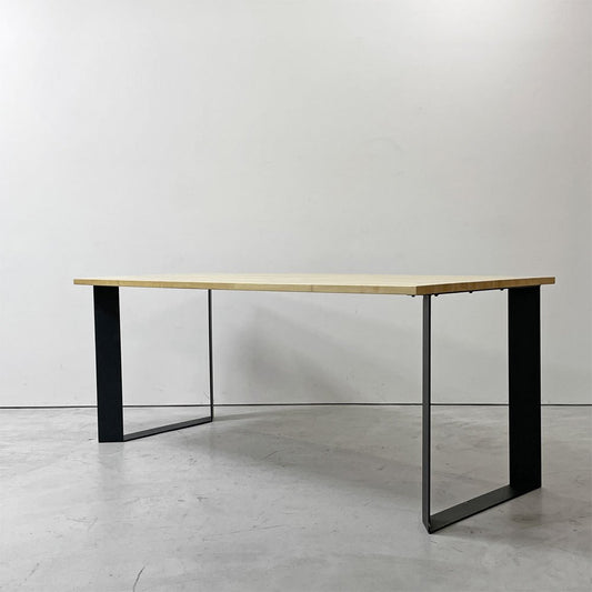 かなでもの KANADEMONO ザ・テーブル THE TABLE デスク ラバーウッド材 Slash_Square脚 ブラックスチール脚 W170 x D80cm ●