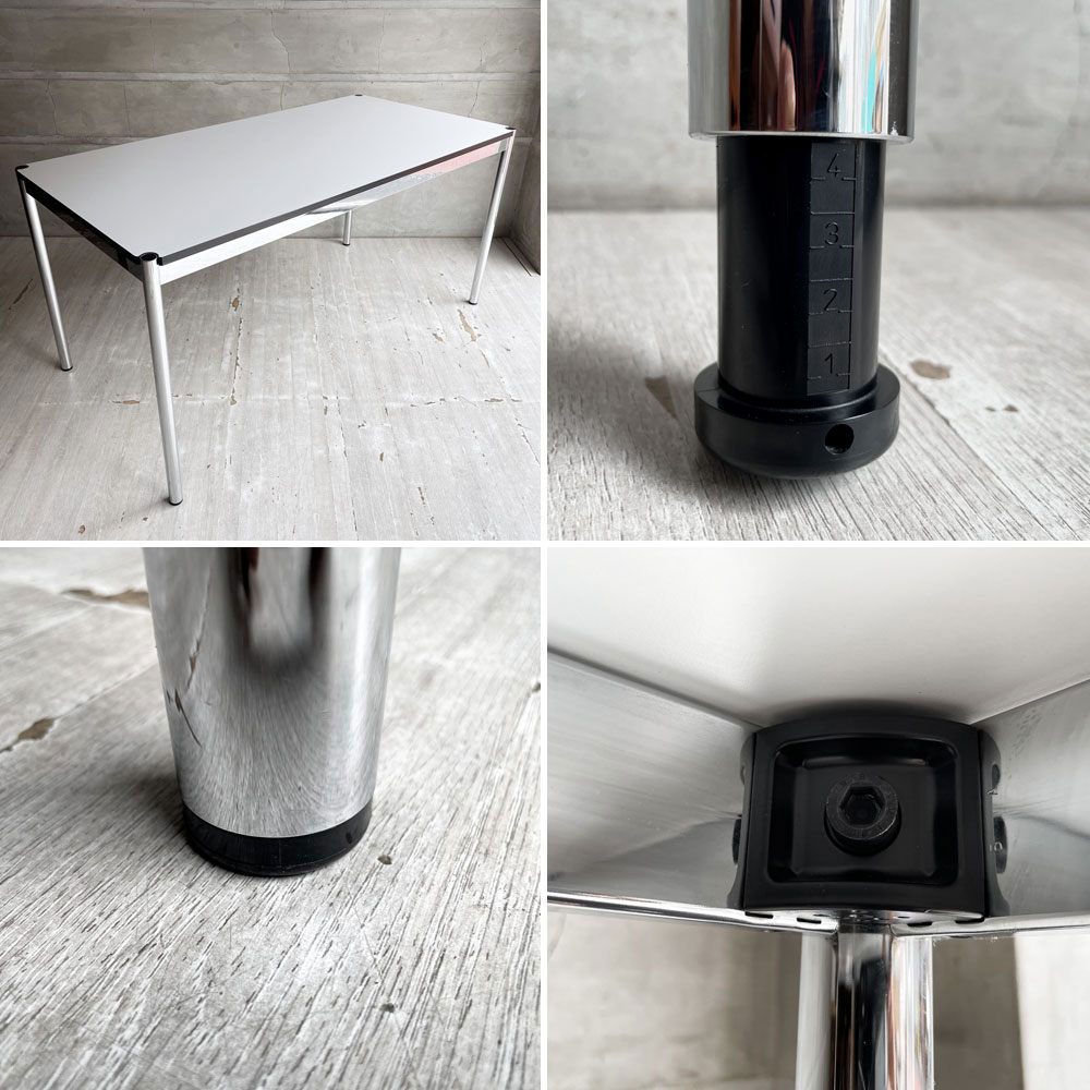 USMハラー USM Haller モジュラーファニチャー ハラーテーブル ワーキングデスク W150cm アジャスター パールグレーラミネート(ホワイト) 高さ調整機能付き スイス ♪