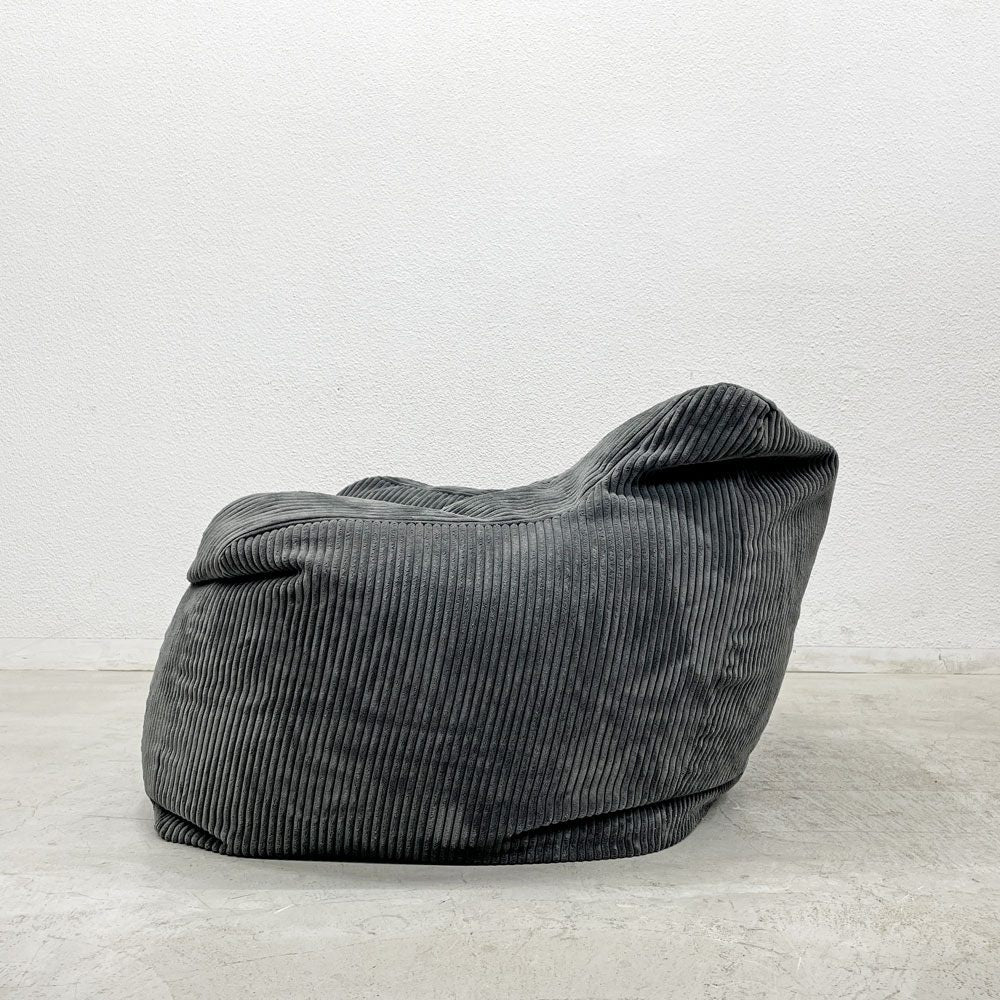 ルージー LOOSY ハグミー HUGME 1人掛けビーズソファ＋オットマン チャコール コーデュロイ 〓