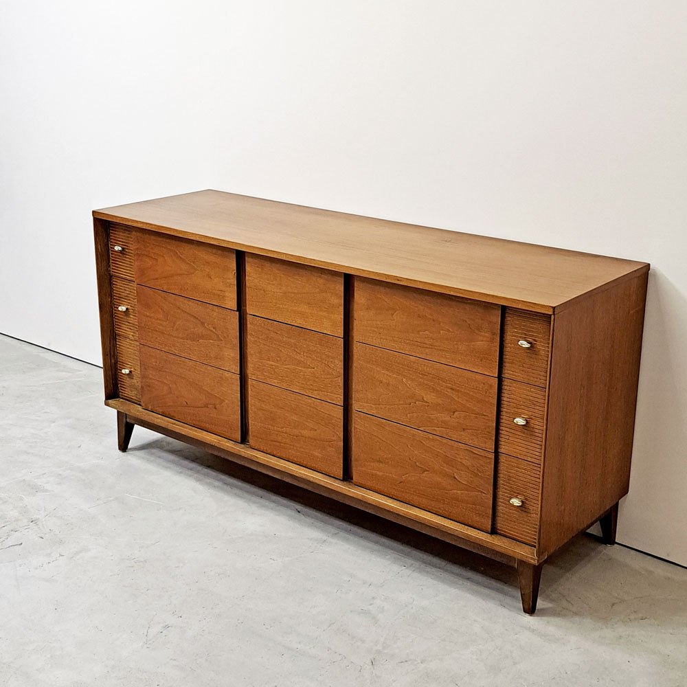 USビンテージ US Vintage 9ドロワー サイドボード  ワイドチェスト ウォールナット材 W152cm ミッドセンチュリーデザイン ●