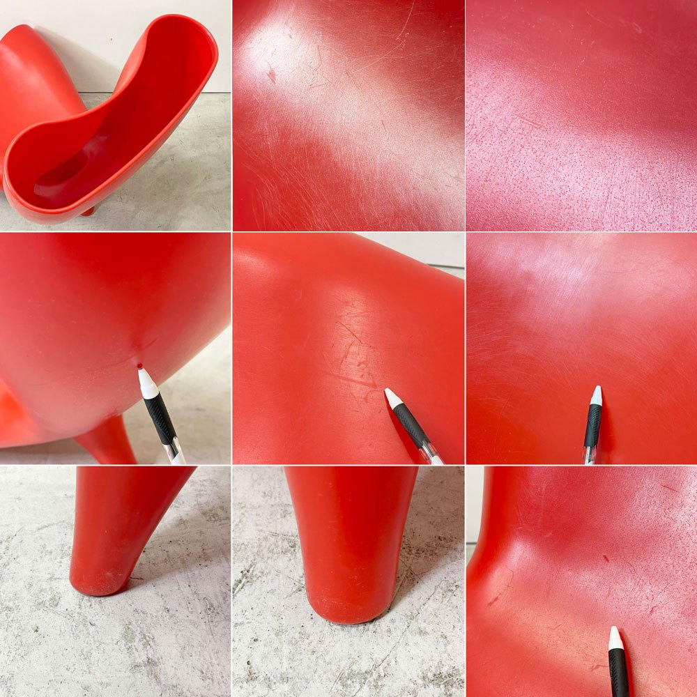 マーク・ニューソン Marc Newson オルゴンチェア Orgone chair ポリプロピレン製 レッド ラウンジチェア 希少 ●