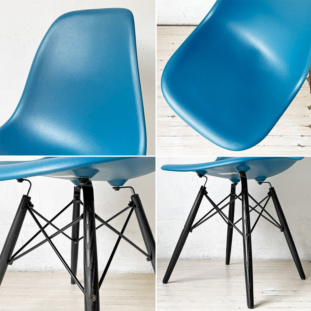 ハーマンミラー HermanMiller サイドシェルチェア ドゥエルレッグ DSW ピーコックブルー × エボニー ポリプロピレン製 イームズ ミッドセンチュリー ★